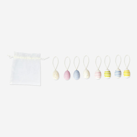 Easter Eggs Plastic 8 Pcs 2 Sizes Dots And Stripes