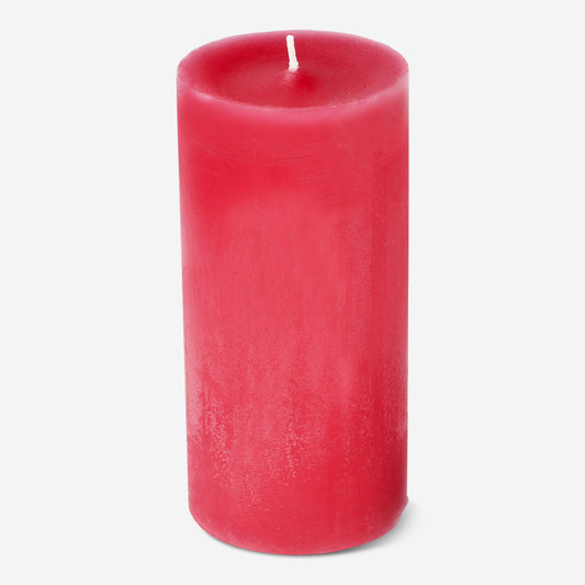 Candle Pillar Rustic Dia57 X 120Mm Raspberry Red