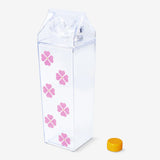 Milk Carton In Plastic With Lid W Flower Print Large