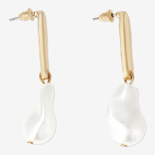 Earrings Gold Stud W Pearl 2Pc