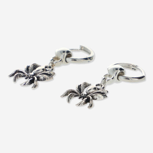 Earrings Small Hoops with Spider Silver